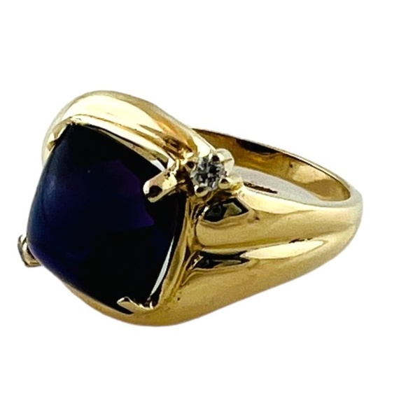 14K Yellow Gold Amethyst Diamond Ring Size 6.25 #15670 - Picture 7 of 9